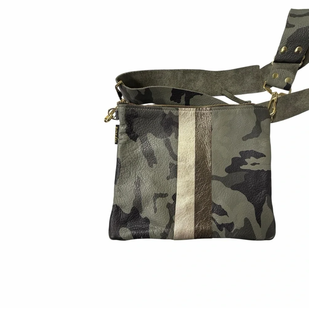 Zina Kao soft leather adjustable strap Urban Camouflage Messenger Bag